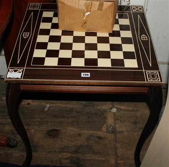 Old Forge inlaid chess table & composition Lewis chess set